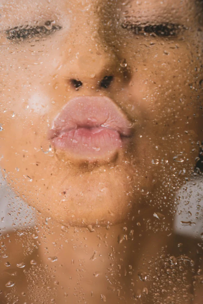 Skincare texture on lips